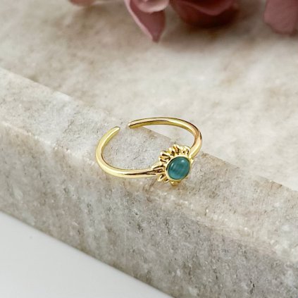 Prsten z chirurgické oceli s opálem zlatý