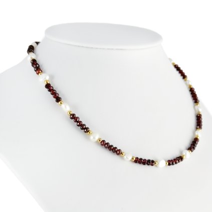 Perlový náhrdelník s granátem Rina