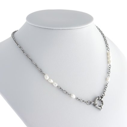 Perlový náhrdelník Bari stříbrný