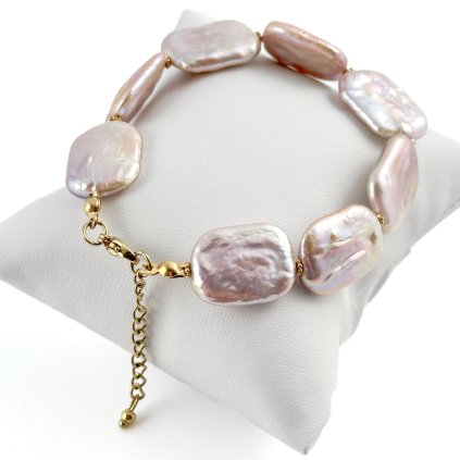 Náramek z růžových barokních pravých perel