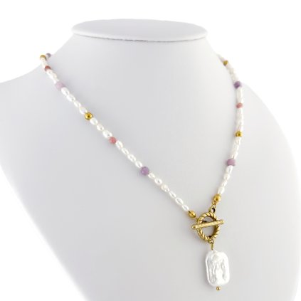 Náhrdelník s pravými perlami a minerály Thalia