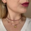 Náhrdelník s říčními perlami a rodonitem Rosa