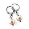 Visací náušnice s růžovou perlou Abra - stříbrné