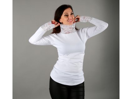 DÁMSKÝ ROLÁK KRAJKOVÝ V BÍLÉ  BARVĚ