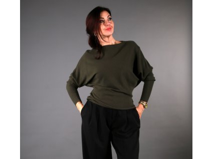 Netopýří svetr s jemným vroubkem