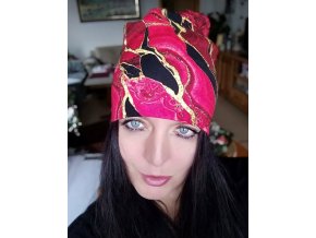 Čepice Červená mramorka Katy Yaksha fashion