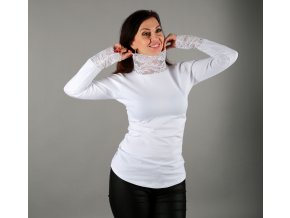 DÁMSKÝ ROLÁK KRAJKOVÝ V BÍLÉ  BARVĚ