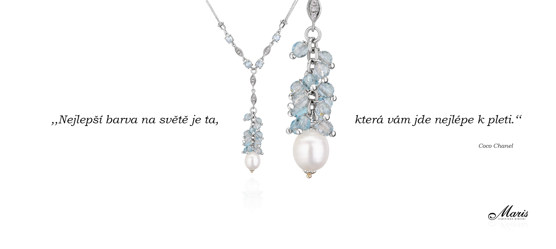 Náhrdelník 14 kt bílé zlato MARIS perla