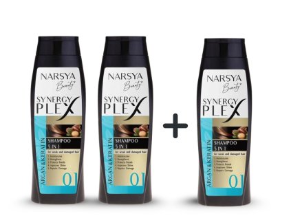 Set 2 + 1 ARGAN + KERATIN SYNERGY PLEX šampon na vlasy