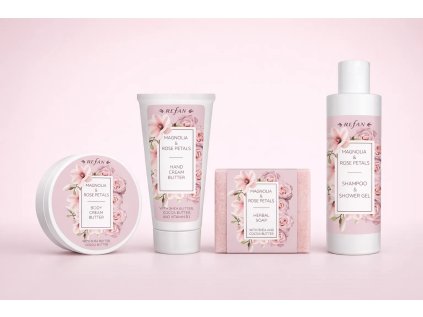 Valentýnská dárková sada pro ženy s vůní magnolie a okvětními lístky růží