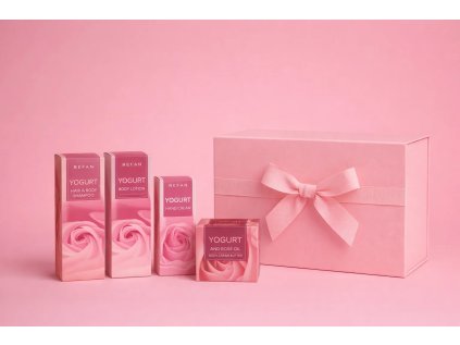 Valentýnský dárkový set Jogurt & růžový olej – intenzivní hydratace těla