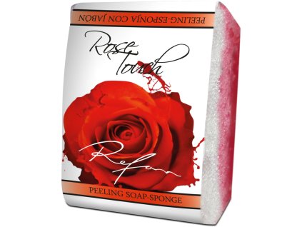 ROSE TOUCH peelingová houba s mýdlem, 75 g