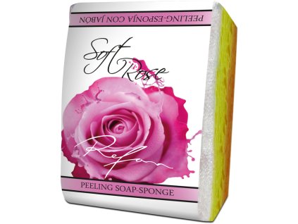 SOFT ROSE peelingová houba s mýdlem, 75 g