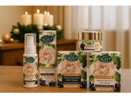 Vánoční dárkový pleťový balíček s kaviarovým extraktem - White Rose
