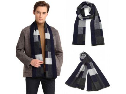Pánská zimní stylová šála - navy