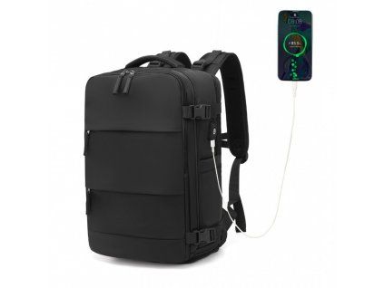 Kono multifunkční batoh s USB portem - černý - 25L