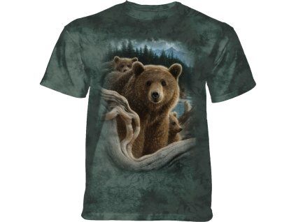 Pánské batikované triko The Mountain Backpacking Bear - zelená