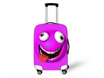 Elastický obal na kufr Crazy Face 01 - fialový