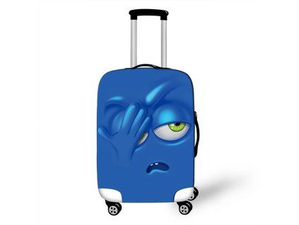 Elastický obal na kufr Crazy Face 02 - královsky modrý