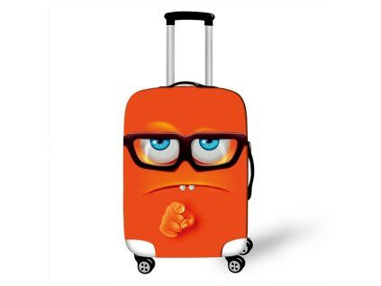 Elastický obal na kufr Crazy Face 03 - tmavě oranžový