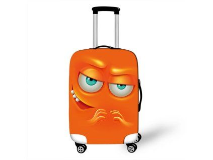 Elastický obal na kufr Crazy Face 04 - oranžový