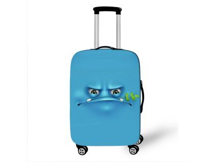 Elastický obal na kufr Crazy Face 06 - nebesky modrý