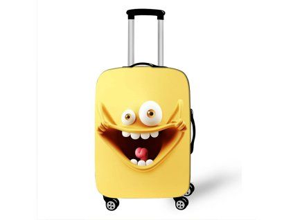Elastický obal na kufr Crazy Face 10 - světle žlutý