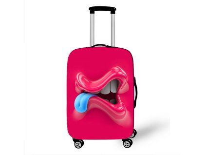 Elastický obal na kufr Crazy Face 13 - tmavě růžový