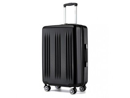 Kono elegantní kufr ABS + PC s pruhy - 92L - černá