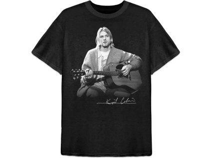Kurt Cobain Unisex tričko - Guitar Live Photo - černá