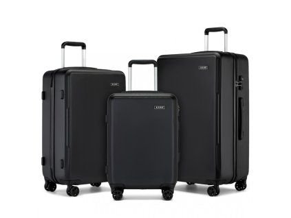 3dílná minimalistická sada kufrů z ABS+PC - 33/60/92 L Kono – černá