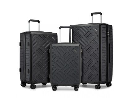 Sada kufrů Supercase 3 ks – geometrický vzor ABS+PC - 31/56/85 L - černá