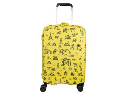 Elastický obal na kufr - Svět - žluto černý - Abbara