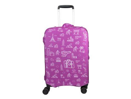 Elastický obal na kufr - Svět - růžovo bílý - Abbara