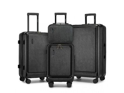 Sada 4 pevných kufrů KONO ABS+PC - 9.6/35.8/61.2/93.38 L - černá