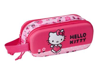 Dvoukomorový 3D penál Hello Kitty Safta - růžový