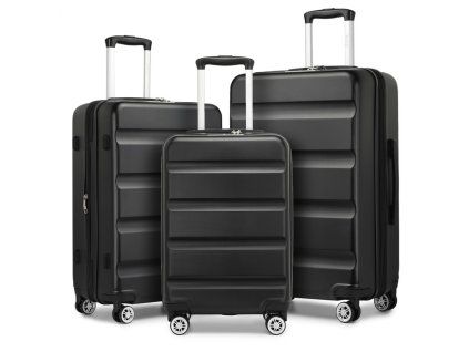Sada tří cestovních ABS+PC kufrů Kono - černá