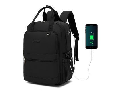 Funkční voděodolný batoh na notebook 15,6" Kono - černý - 20 L