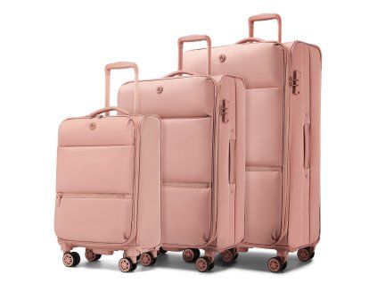 Sada 3 lehkých softshellových kufrů Kono 32/76,5/112 L - růžová