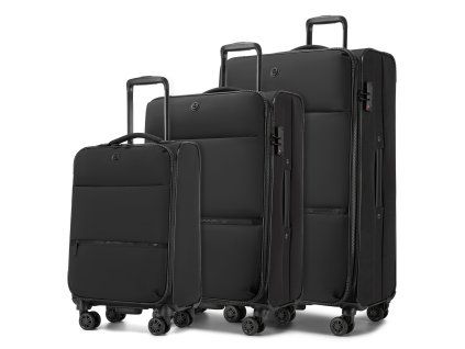 Sada 3 lehkých softshellových kufrů Kono 32/76,5/112 L - černá