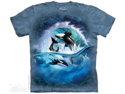 Pánské batikované triko The Mountain - Orca Wave - modré