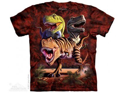 Pánské batikované triko The Mountain - Rex Collage - červené