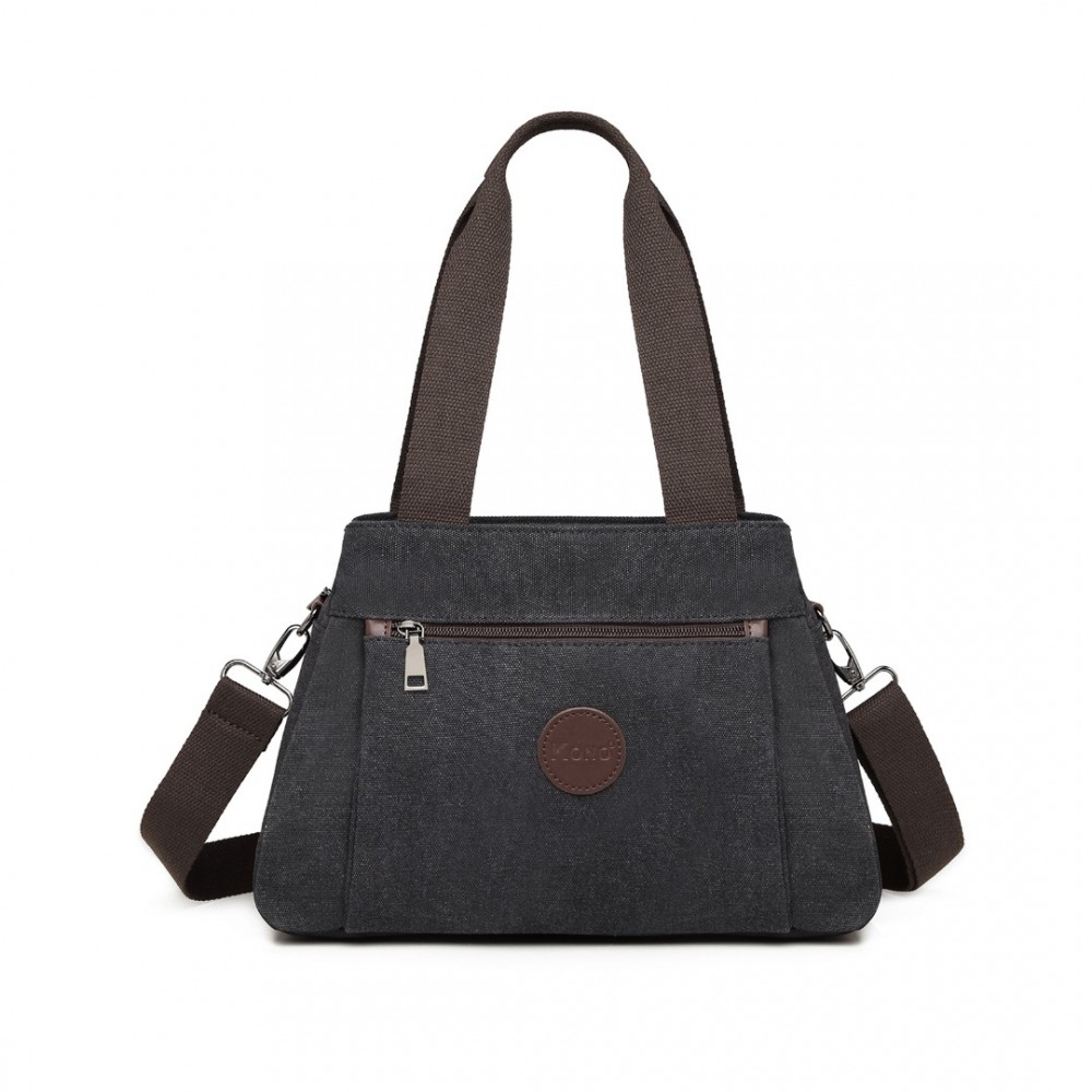Dámská plátěná multifunkční crossbody taška KONO Saviora - černá