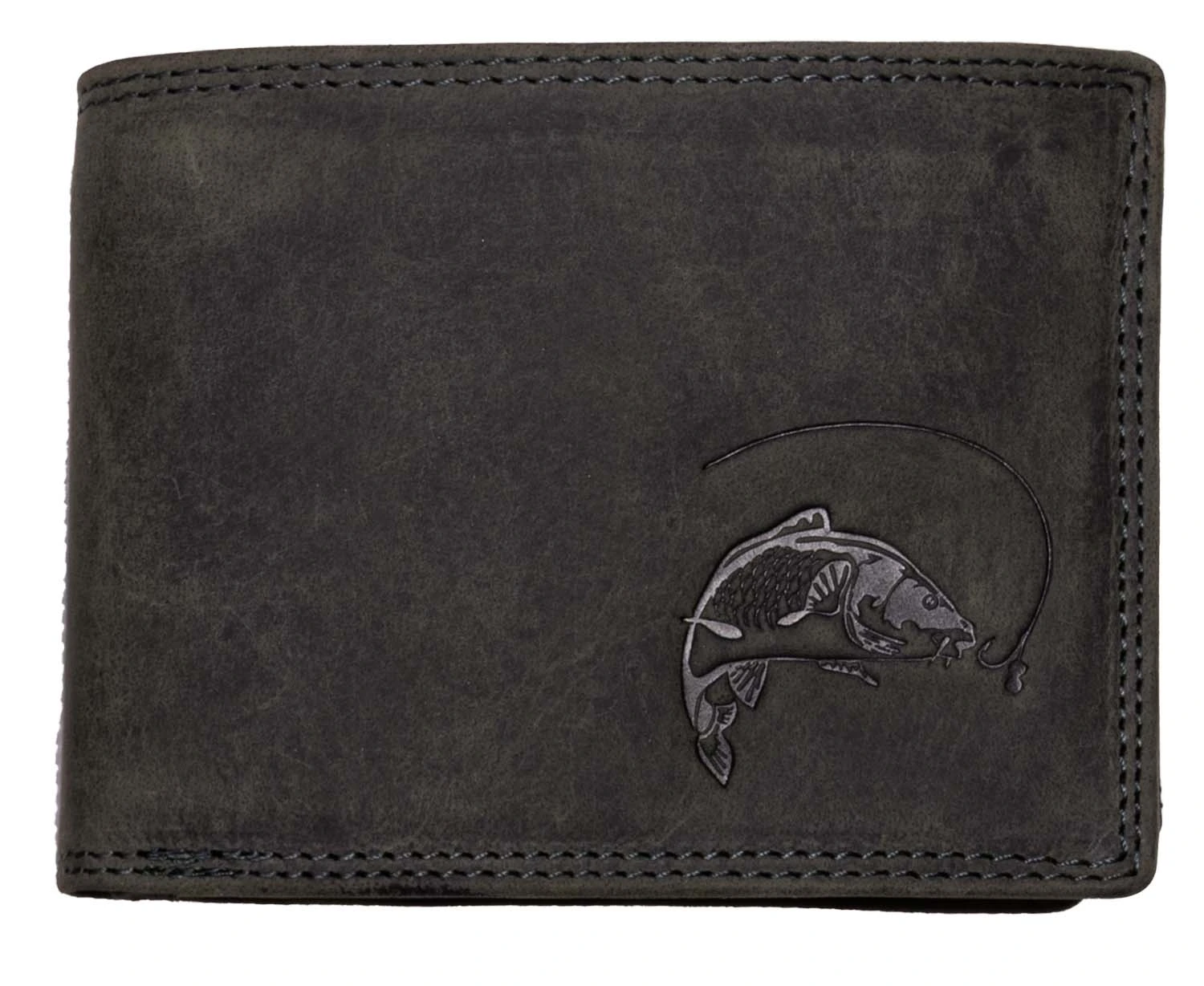 HL Luxusní kožená peněženka s kaprem - černá