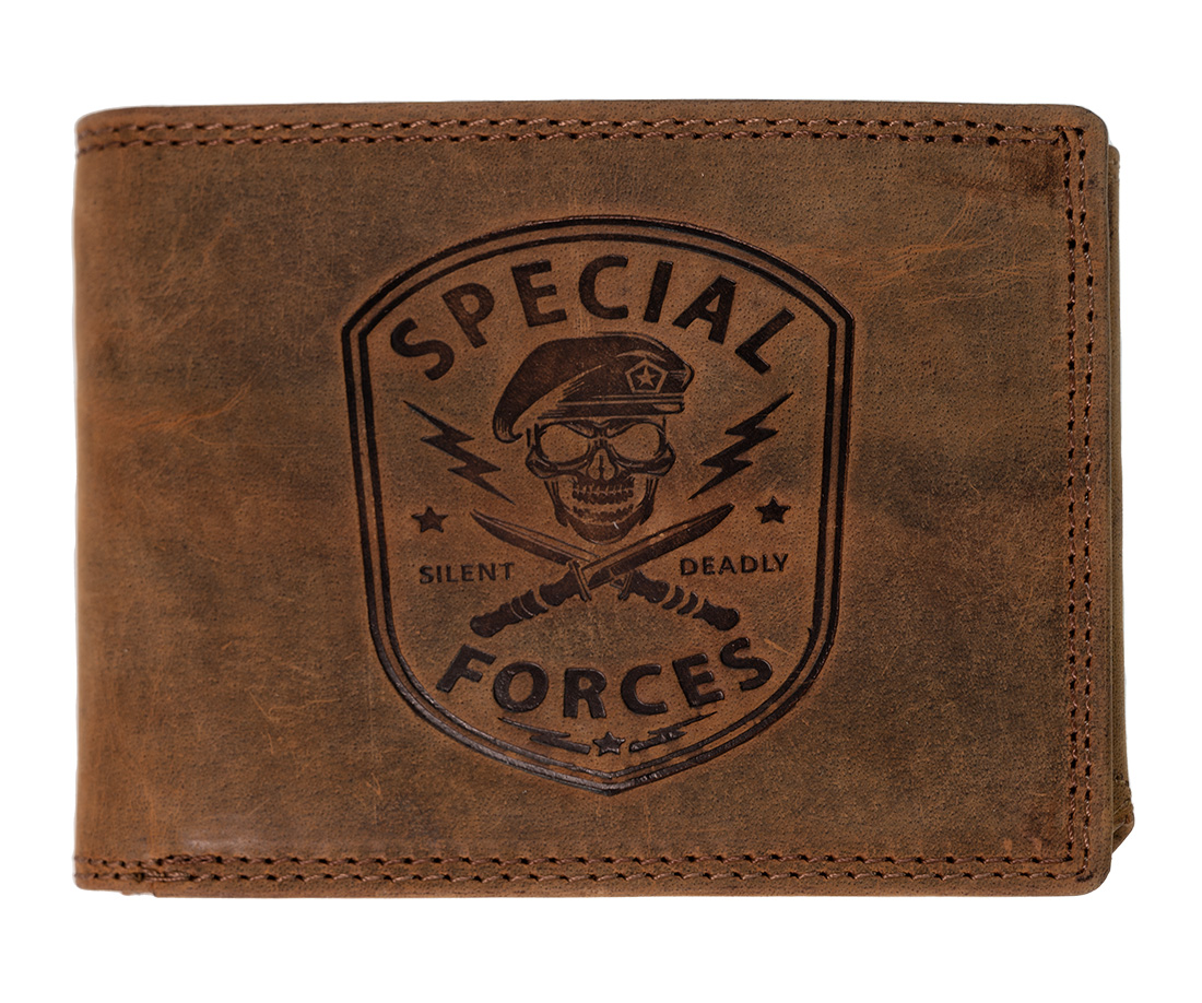 HL Luxusní kožená peněženka Special Forces - hnědá