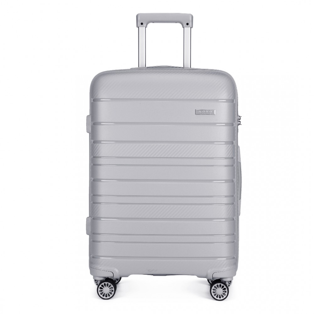 Cestovní kufr Kono Elegant - šedý - 103L K2091L-GY-28