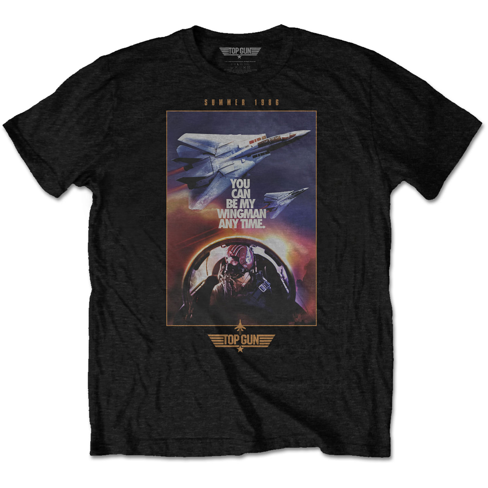 Levně RockOff TOP GUN Unisex tričko s potiskem : Wingman - černá