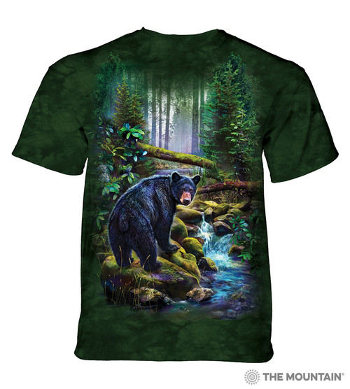 Levně Pánske batikované tričko The Mountain - Black Bear Forest - zelená