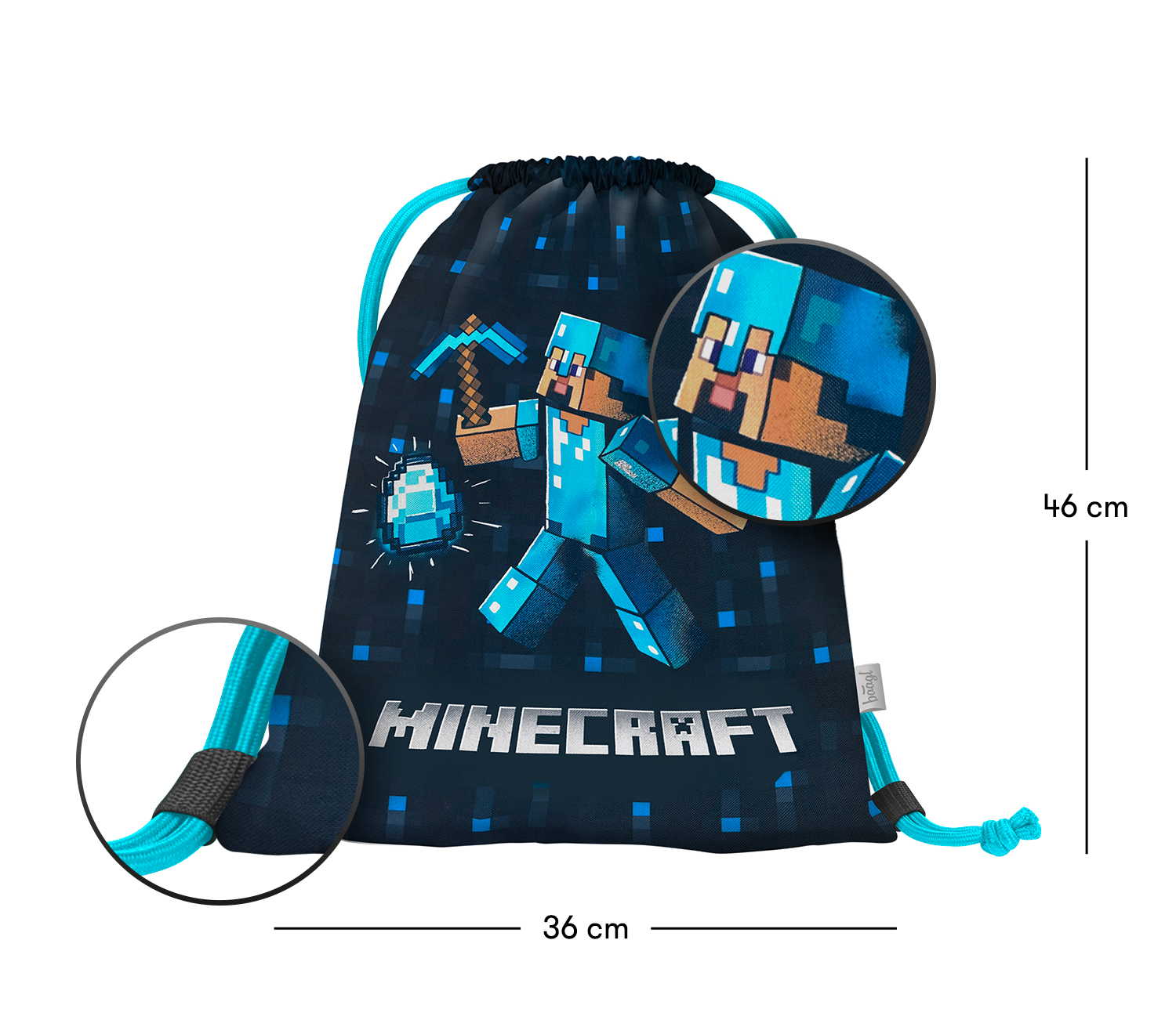BAAGL Sáček Minecraft Blue Axe - modrý (obrázek 3)