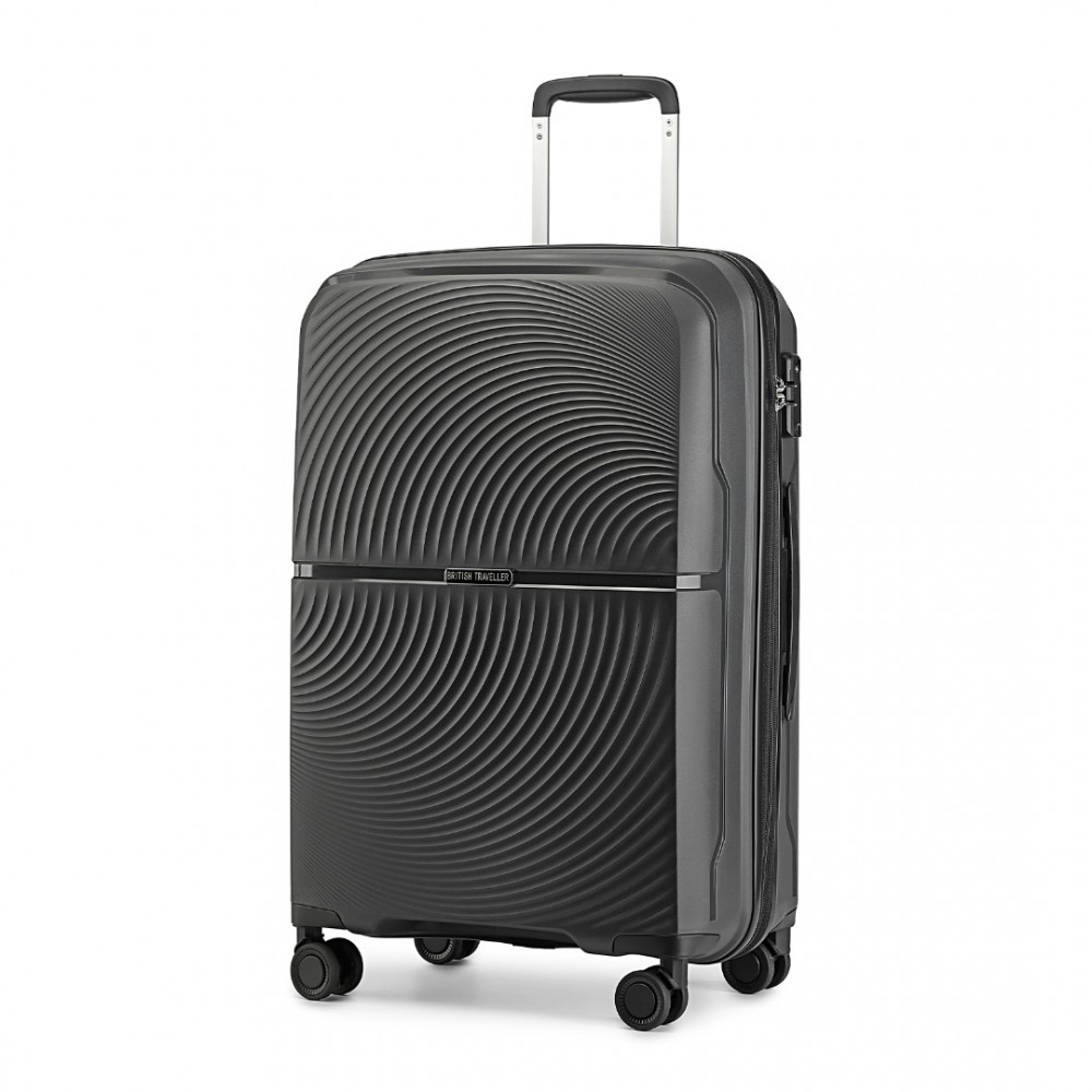 British Traveller K2393L Kufr spinner 76cm Černý Polypropylen
